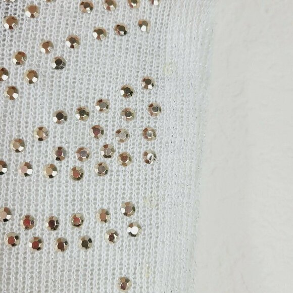 Almost Famous Cropped Sleeveless Sweater Knit Gold Rhinestone Studded Sz Med - Picture 10 of 10